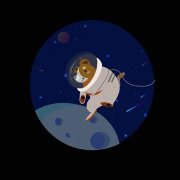Dog in space, sign, vector, shiny, bright Stock Illustration