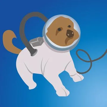 A dog in a spacesuit in outer space. Stock-Illustration