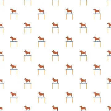 Dog standing on platform seamless vector pattern Stock Illustration