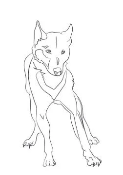 Dog stands, lines, vector Stock-Illustration