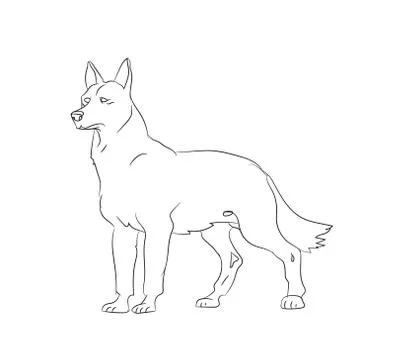 Dog stands, lines, vector Illustrazione stock