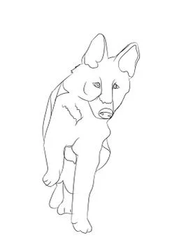 Dog stands, lines, vector Illustrazione stock