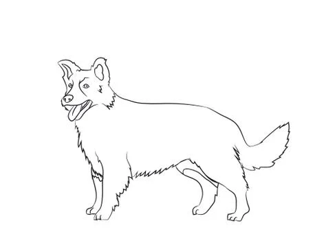 Dog stands, lines, vector Stock Illustration
