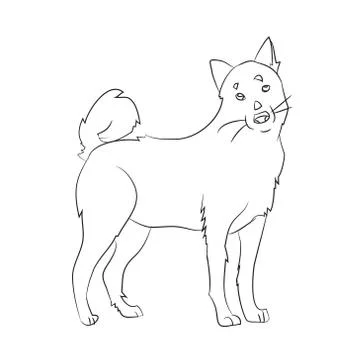 Dog stands, lines, vector Stock Illustration