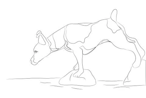Dog stands, lines, vector Stock Illustration