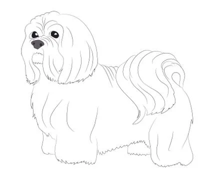 Dog stands, lines, vector Stock Illustration