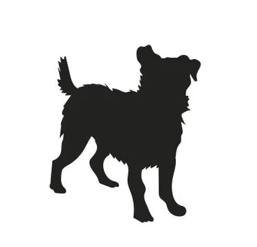 Dog stands, silhouette, vector Illustrazione stock