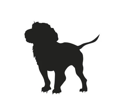 Dog stands, silhouette, vector Stock Illustration