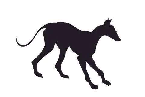 Dog stands, silhouette, vector Stock Illustration