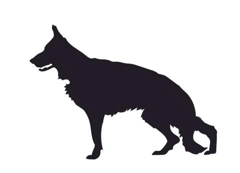 Dog stands, silhouette, vector Stock Illustration