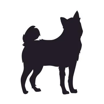 Dog stands, silhouette, vector Stock Illustration