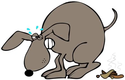 Dog straining to poop Stock Illustration