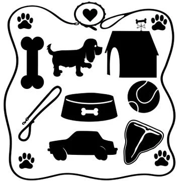 Dog Stuff Silhouettes Stock Illustration