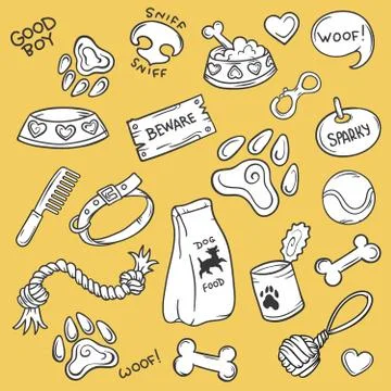 Dog stuff, vector icons set Stock Illustration
