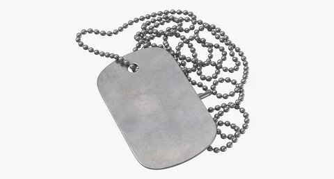 Dog Tag with Chain - Blank 01 3D Model