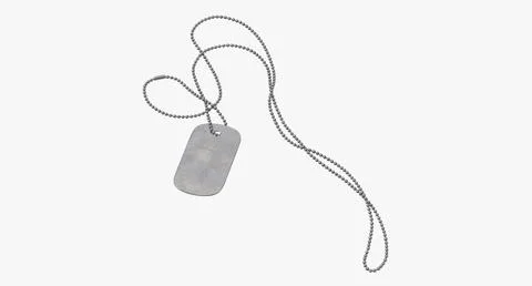 Dog Tag with Chain - Blank 02 3D Model
