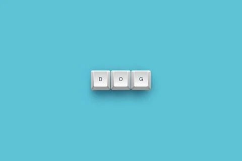 Dog text on a 3d keyboard button with shadow concept series Stock Illustration