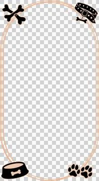 Dog-themed frame is appearing flat on clear canvas with bone icons, collar Stock Illustration