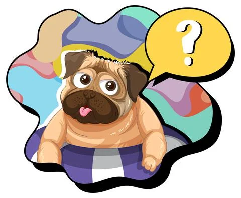 A dog thinking with question mark in callouts 스톡 일러스트