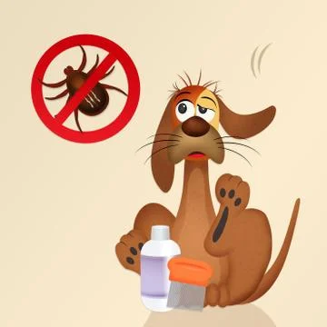 Dog with ticks イラスト素材
