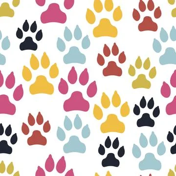 Dog track seamless pattern isolated on white background. Stock Illustration