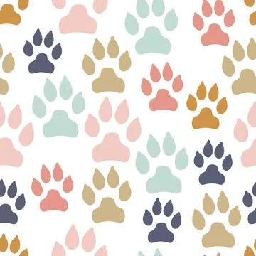 Dog track seamless pattern isolated on white background. Stock Illustration