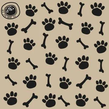 Dog trail and bone pattern Seamless. Stock Illustration