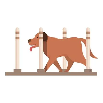 Dog training on agility course, walking between poles Stock Illustration