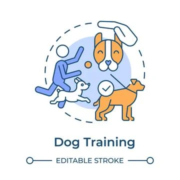 Dog training flat linear concept icon Stockillustratie