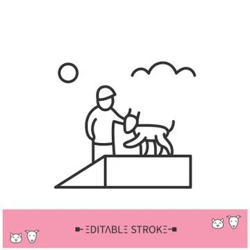 Dog training line icon. Editable illustration Stock Illustration