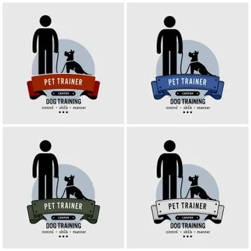 Dog training logo design. Vector artwork of pet trainer. Stock Illustration