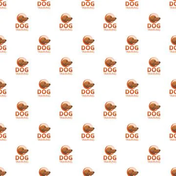 Dog training logo heads seamless animal pattern Stock Illustration