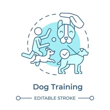 Dog training monochrome blue concept icon Stock Illustration