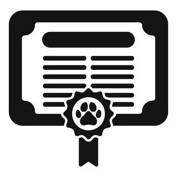 Dog training school certificate icon with ribbon and paw print Stock Illustration