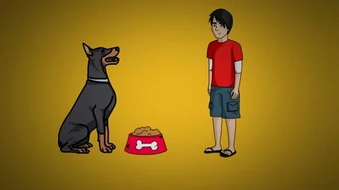 Dog training Sketch and 2d animated Stock Footage 210236526