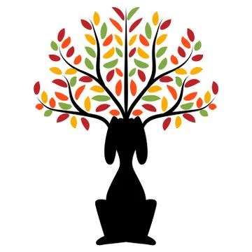 Dog With Tree Icon Stock Illustration