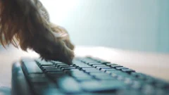 dog typing text keyboard computer social... | Stock Video | Pond5