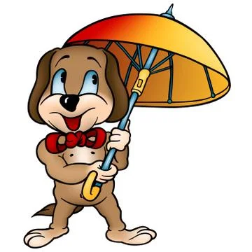 Dog with Umbrella Stock Illustration