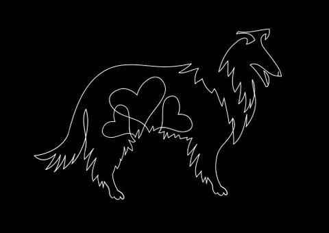 Dog vector. Collie vector illustration drawn freehand. Illustrazione stock