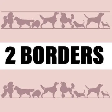 Dog vector set 2 borders: design elements and page decoration. Dogs of different Stock Illustration