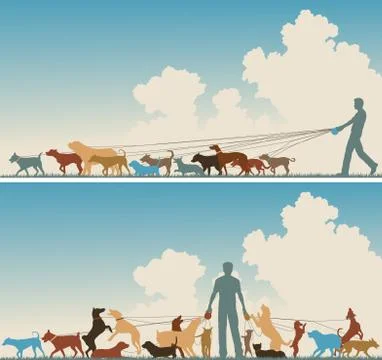 Dog walker Stock Illustration