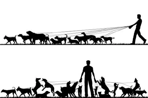 Dog walker Stock Illustration