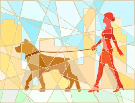 Dog walker mosaic Stock Illustration