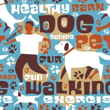 Dog walking tile Stock Illustration