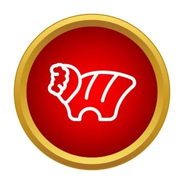 Dog wearing winter jacket icon in red circle Stock Illustration