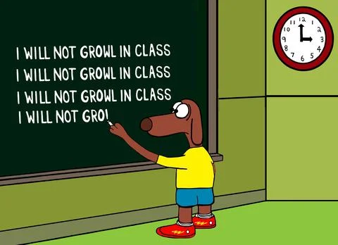 Dog will not growl in class Stock Illustration
