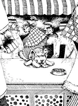 Dog in window Stock Illustration