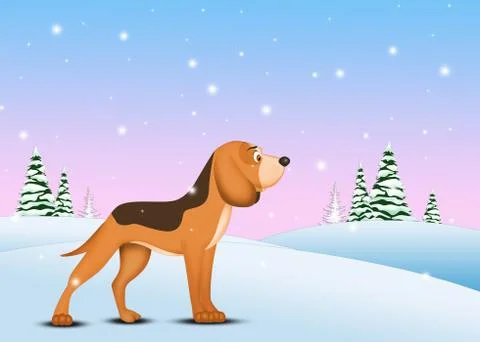 Dog in winter Stock Illustration