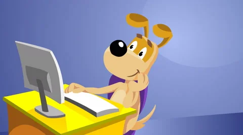 Dog working on the computer Stock Footage 47494382
