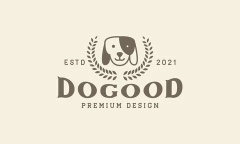 Dog  with Wreath leaf  logo vector symbol icon design illustration Stock Illustration